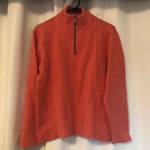 Tommy Bahama quarter zip salmon orange sweater sweatshirt cotton small relaxed